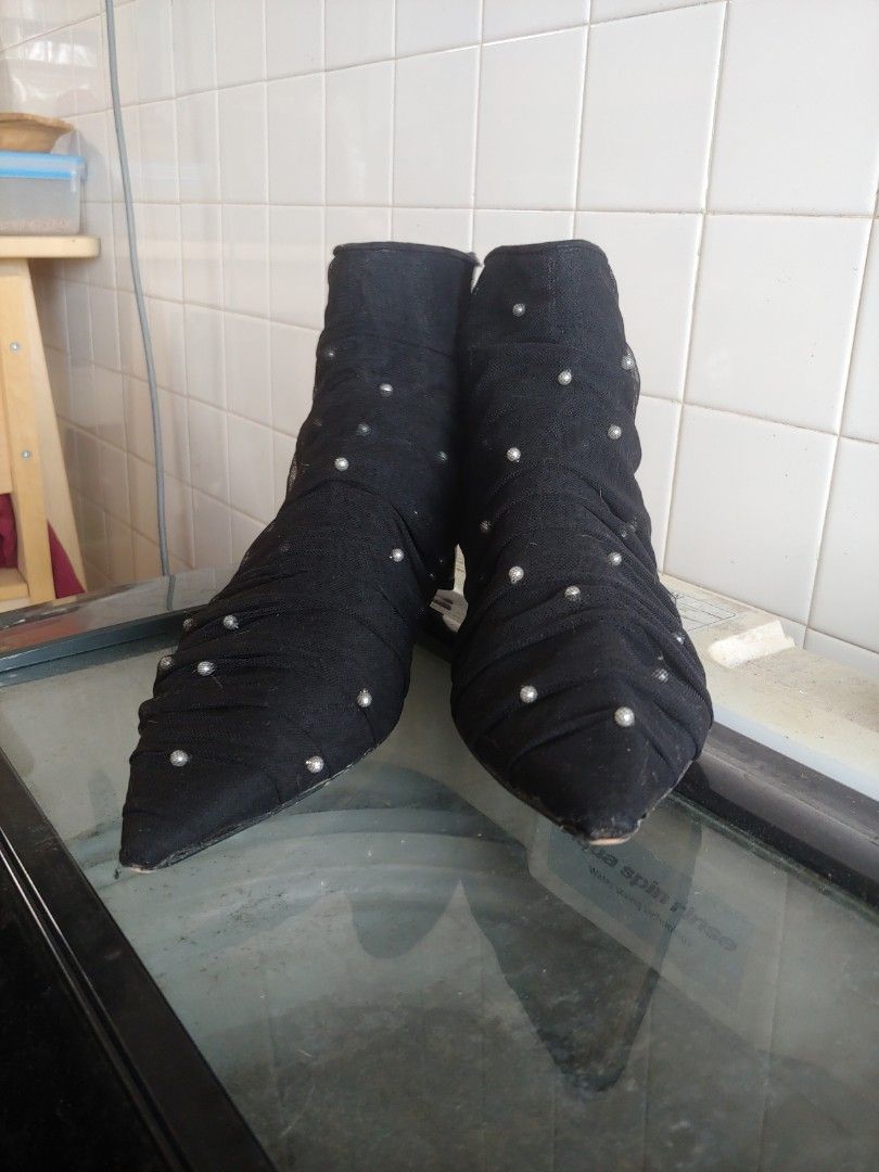 Zara faux pearl boots on sale