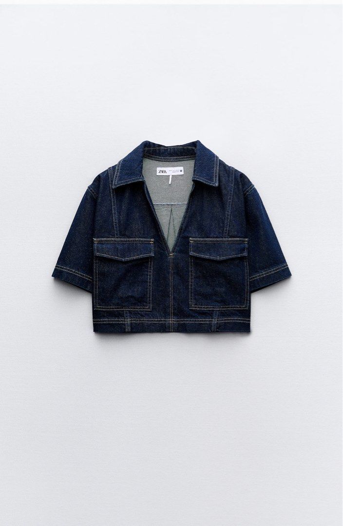 Zara: Z1975 Denim Cropped Shirt, Women's Fashion, Tops, Shirts on