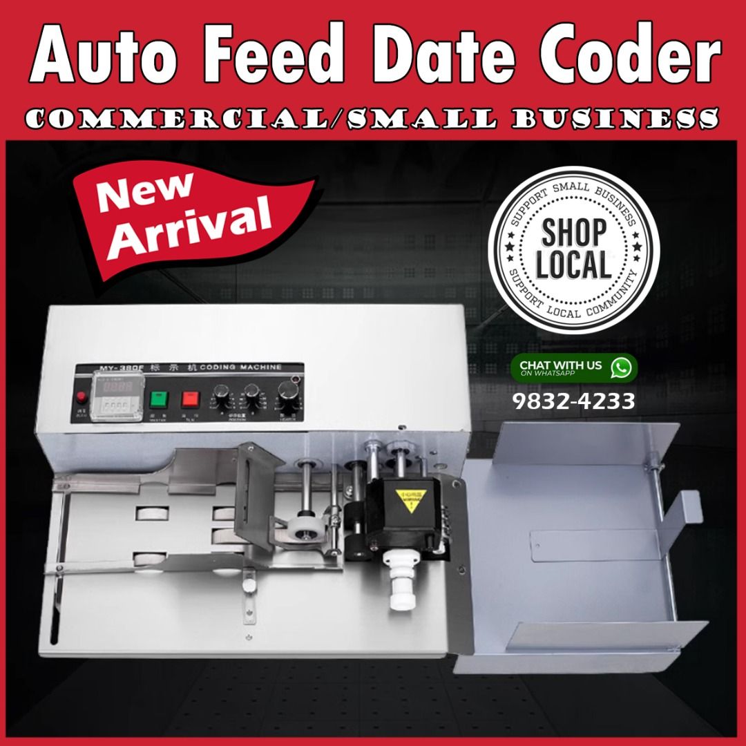 Auto Feeder Solid Ink Date Coding Machine Date Code Lot number Printing Machine (Category: Office & Business Technology) located in Singapore. Submitted by royceinnovations (Listing ID 1313057637, Image 3). Description: Brand New item, Fast shipping from local stock Stainless steel chassis - Premium model (not painted) Used for printing expiring dates and lot/batch number on paper bags, plastic bags, paper cards etc. Features -Automatic feed, aut
