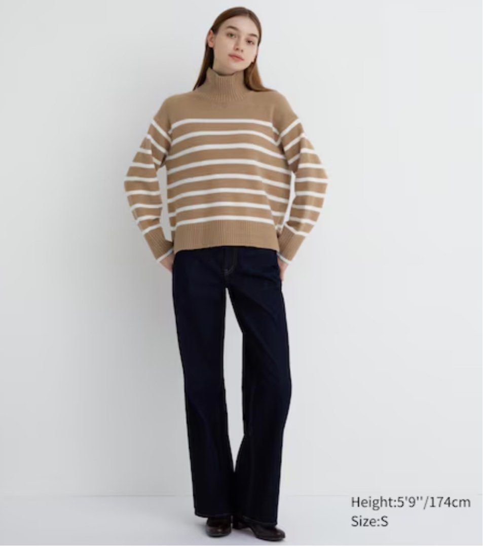 BN Uniqlo Souffle Yarn Long Sleeve High Neck Sweater, Women's