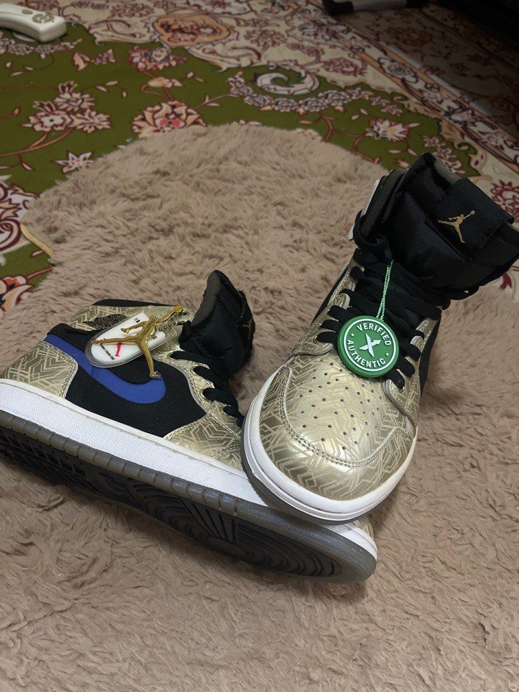 BRAND NEW STOCKX VERIFIED AIR JORDAN 1 ZOOM CMFT GOLD LAZER Men s Fashion Footwear Sneakers on Carousell