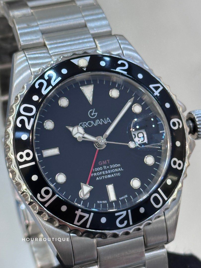 Brand New Grovana Swiss Made Automatic GMT Men s Watch Men s Fashion Watches Accessories Watches on Carousell