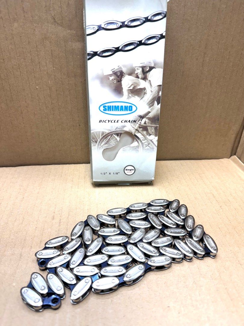 Chain Olive Single Speed Shimano Chain 116 Link Chain with Quick Link Fixies Ebike PAB Sports Equipment Bicycles Parts Parts Accessories on Carousell