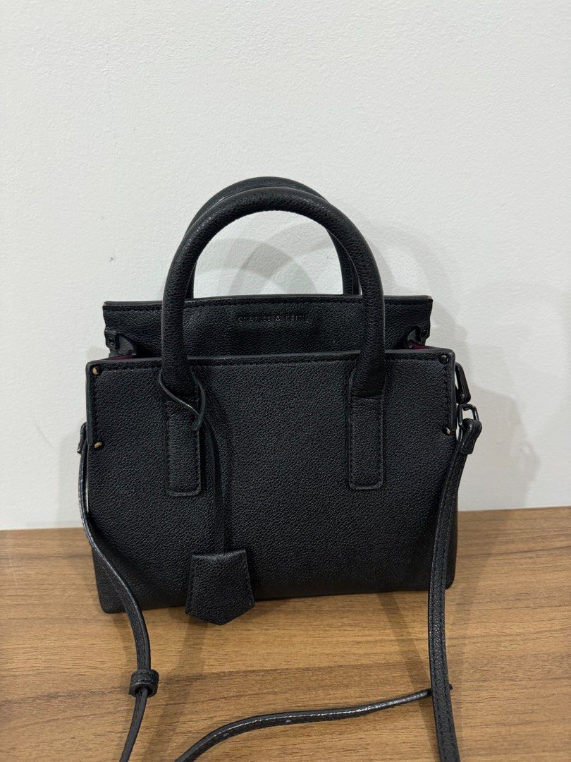 Charles Keith Black Tuck In Flap Structured Bag Women s Fashion Bags Wallets Shoulder Bags on Carousell