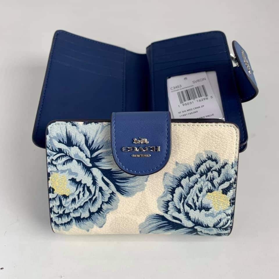 Coach Blue Peony Flower Purse