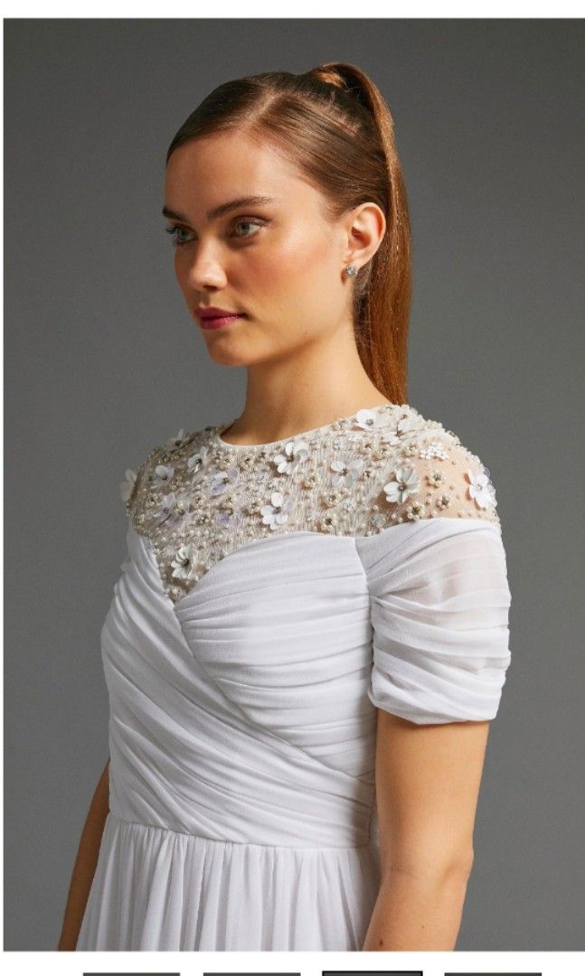 Coast Fashion ASOS Pleated Ruched Embellished Midi Midaxi Dress Gown ROM Wedding