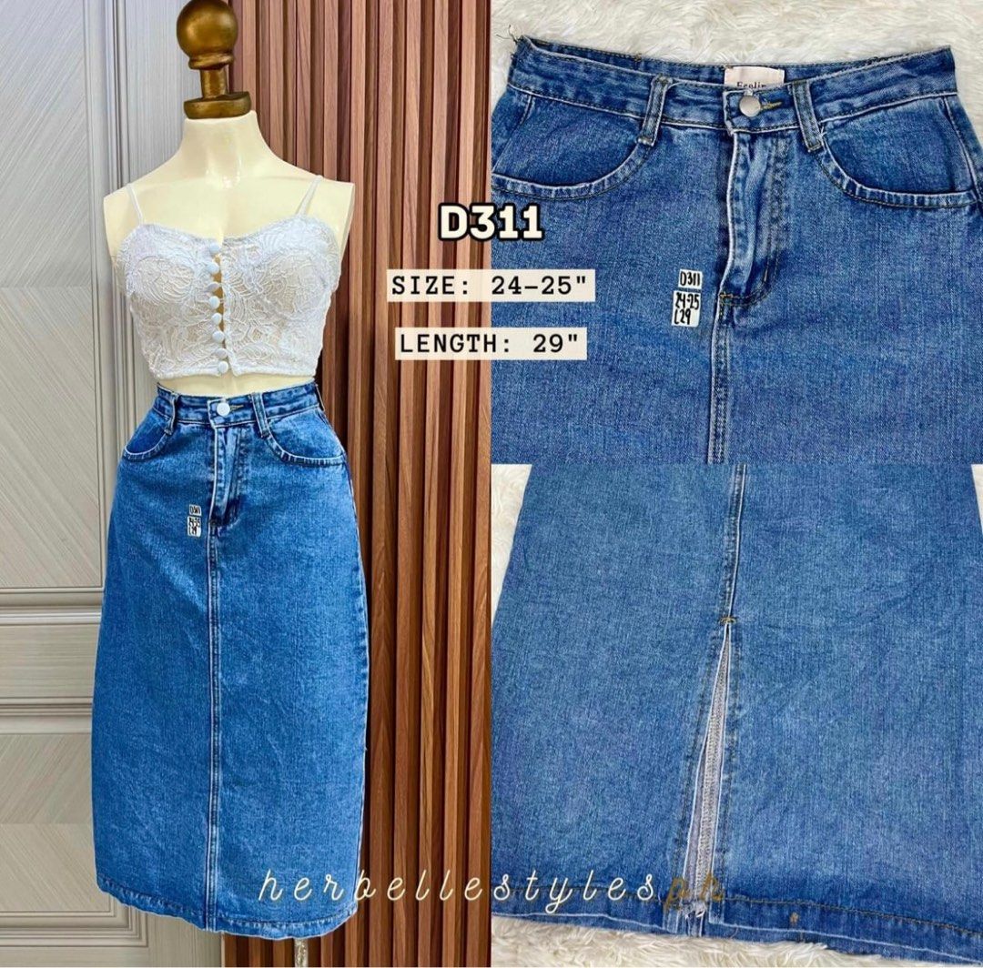Denim Long Skirt Size 24 25 for petite Women s Fashion Bottoms Skirts on Carousell