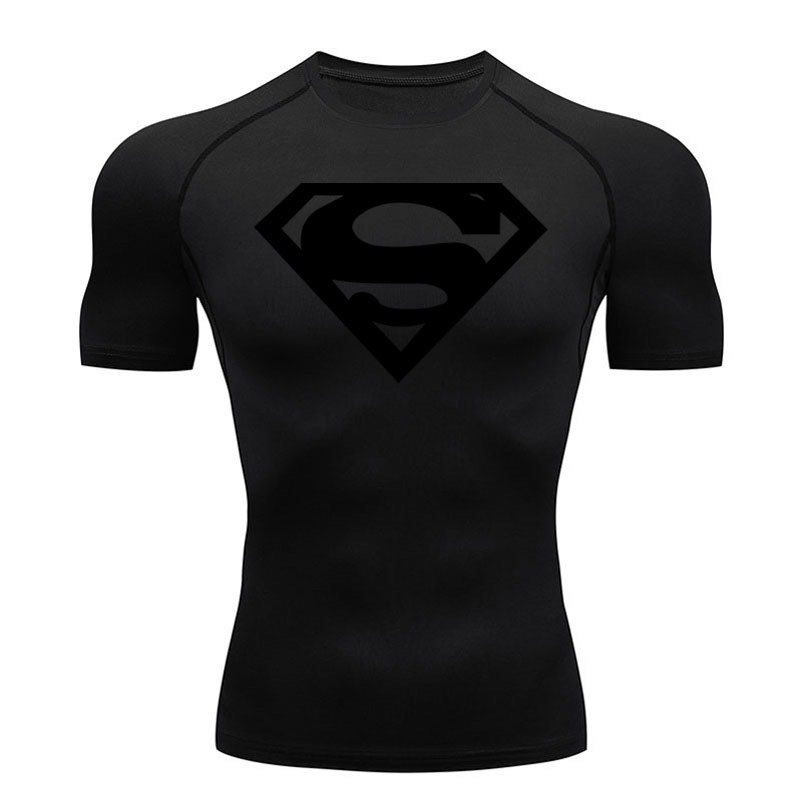 Fitness Superman T shirt Men s Compression Short Sleeve Shirt Quick Drying Sports Top Workout Summer Round Neck Black Sportswear Men s Fashion Activewear on Carousell