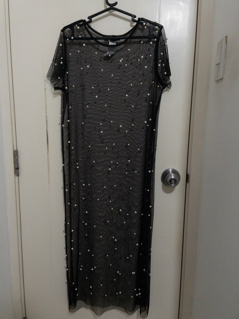Forever 21 Black Mesh Pearl Dress, Women's Fashion, Dresses & Sets, Dresses  on Carousell