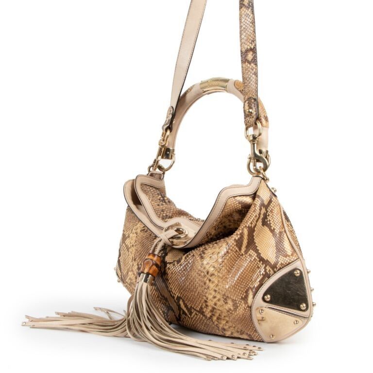 GUCCI Indy Hobo Large Python Tassel Bag