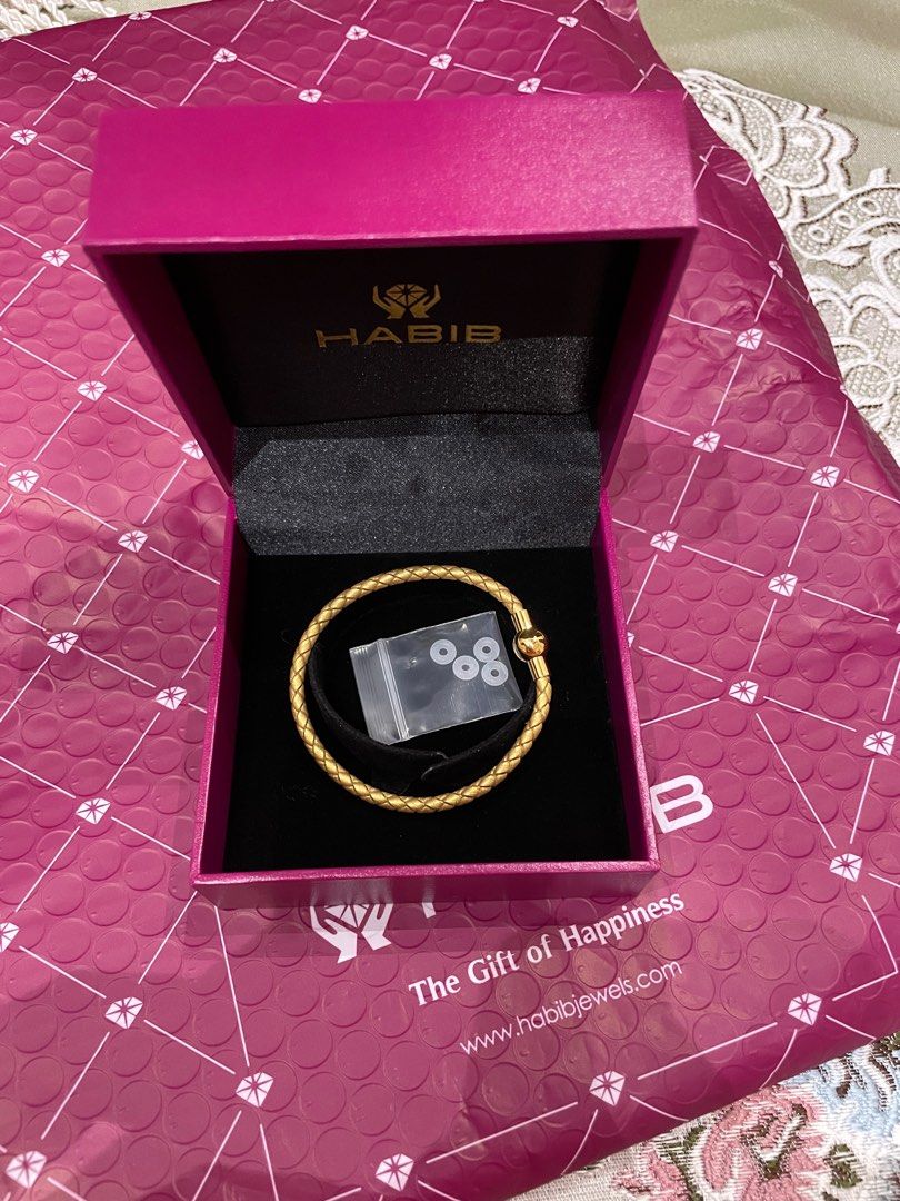 Habib leather brass bracelet 16.5cm