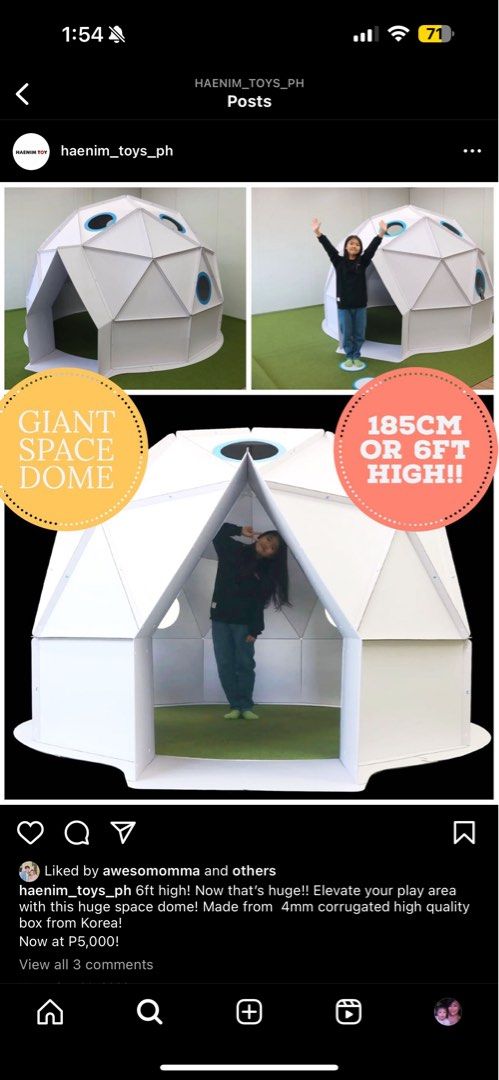 Haenim Big Dome (Category: Infant Playtime) located in Quezon City. Submitted by crysanthemum (Listing ID 1313089563, Image 1). Description: this is brandnew haenim big dome please see photos ndi na magagamit since we are moving ndi pa nagagamit original price is 5500 selling super low .