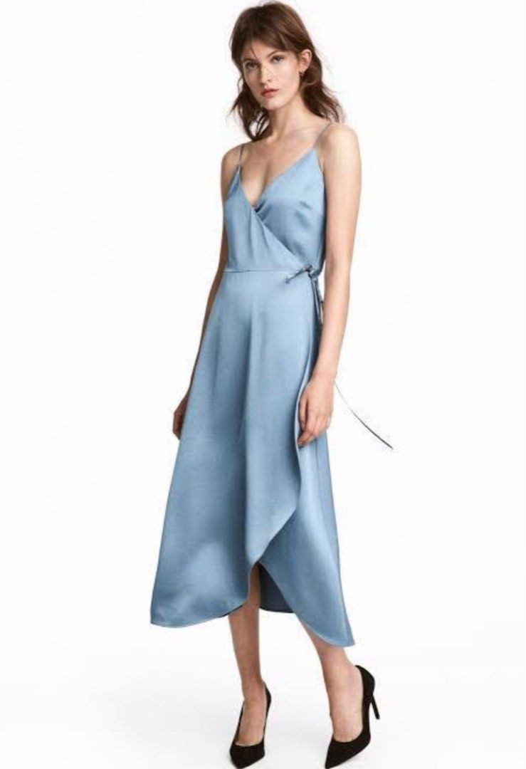 H M Satin Wrap Dress Women s Fashion Dresses Sets Evening dresses gowns on Carousell