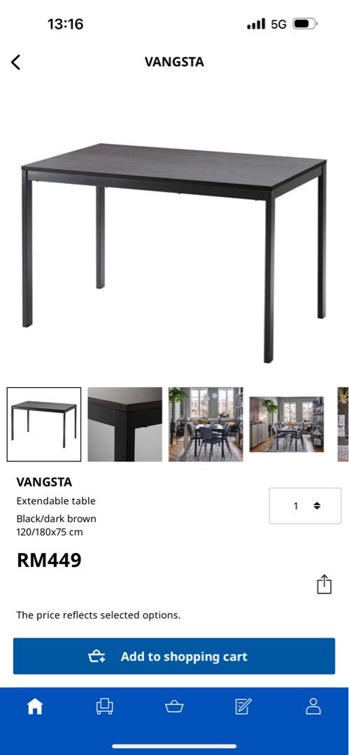 ikea-vangsta-extendable-table-dark-brown-furniture-home-living