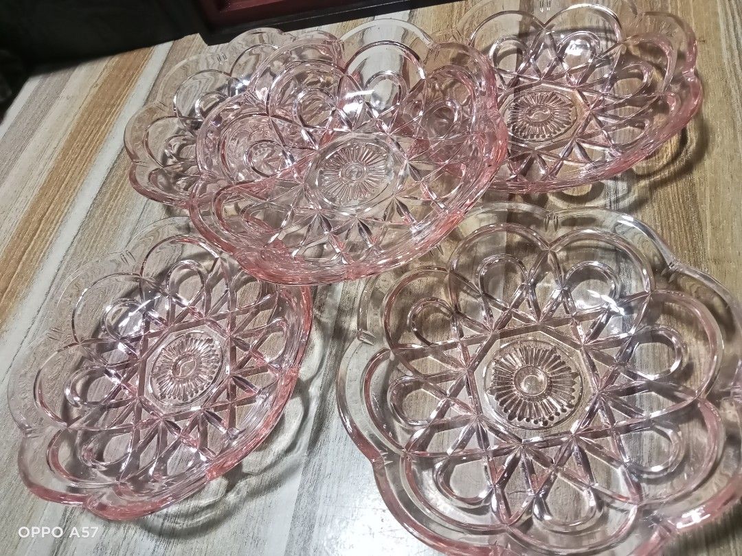 Japan Crystal Pink bowl set (Category: Other Kitchenware & Tableware) located in Imelda. Submitted by japansurpluscollection (Listing ID 1313155752, Image 3). Description: Japan crystal Bowl set 5pcs width 6inches.