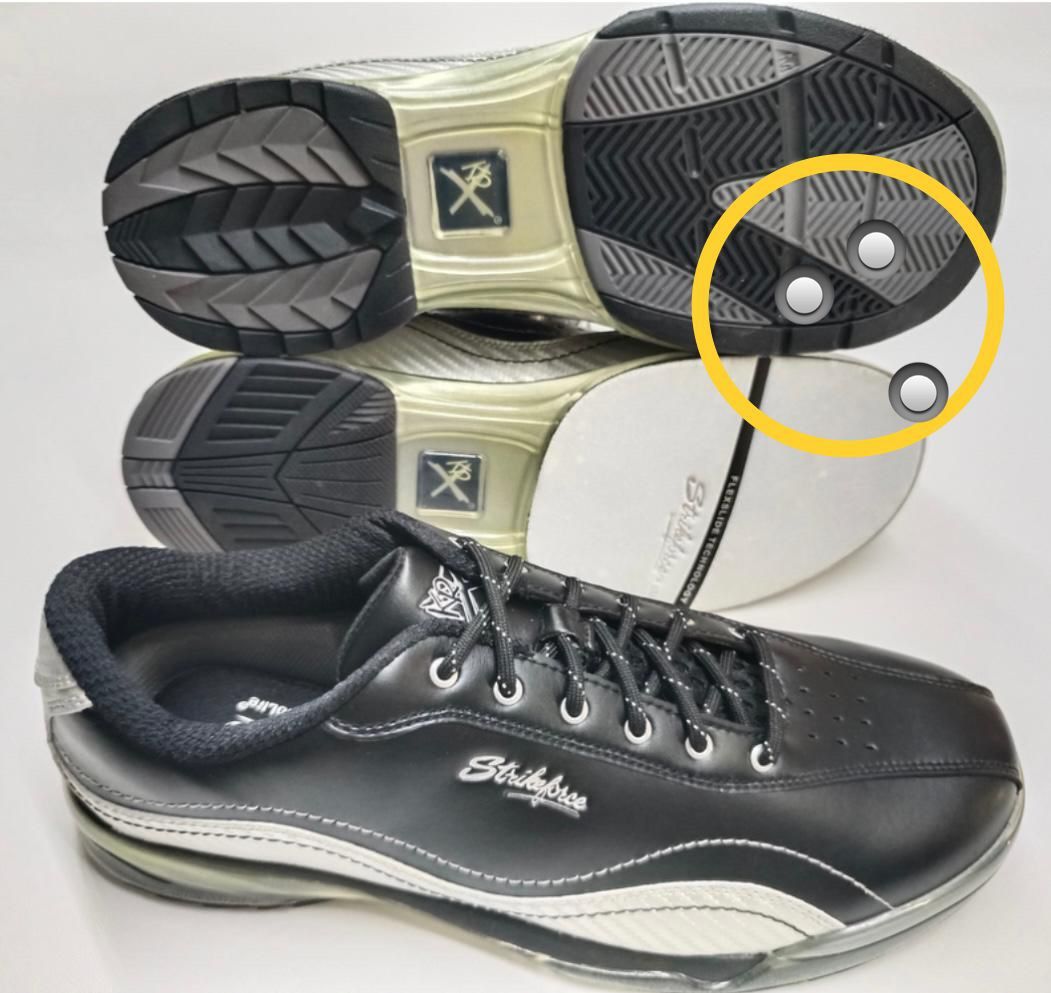 KR Strike Force 949 Black Silver Bowling shoes replaceable sole by velcro