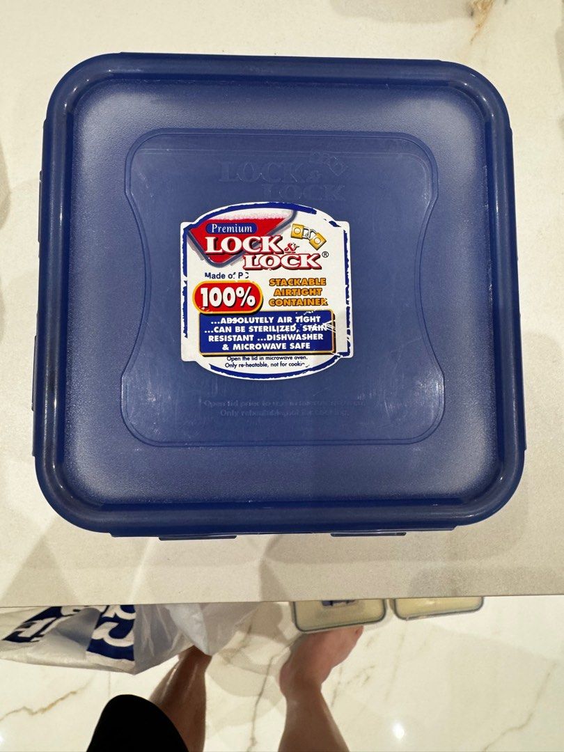 Lock & Lock Stackable Airtight Container (Category: Food Organization & Storage) located in Quezon City. Submitted by joes3 (Listing ID 1313112993, Image 3). Description: Lock & Lock Stackable Airtight Container Selling as a set! 1st Set: P200 Includes… 3 pcs of clear container (2 sizes) 1Pc (can fit two slices of bread) 2Pcs (slightly bigger size) 2nd Set: P200 3pcs of Blue lid container (same size all) BUY ALL for P400!!! has signs of use and y