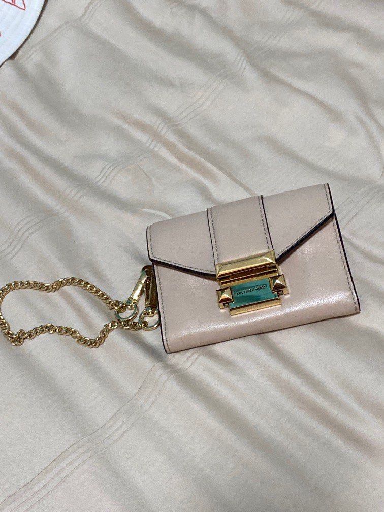 Michael Kors Pink wallet on chain, Women's Fashion, Bags Wallets