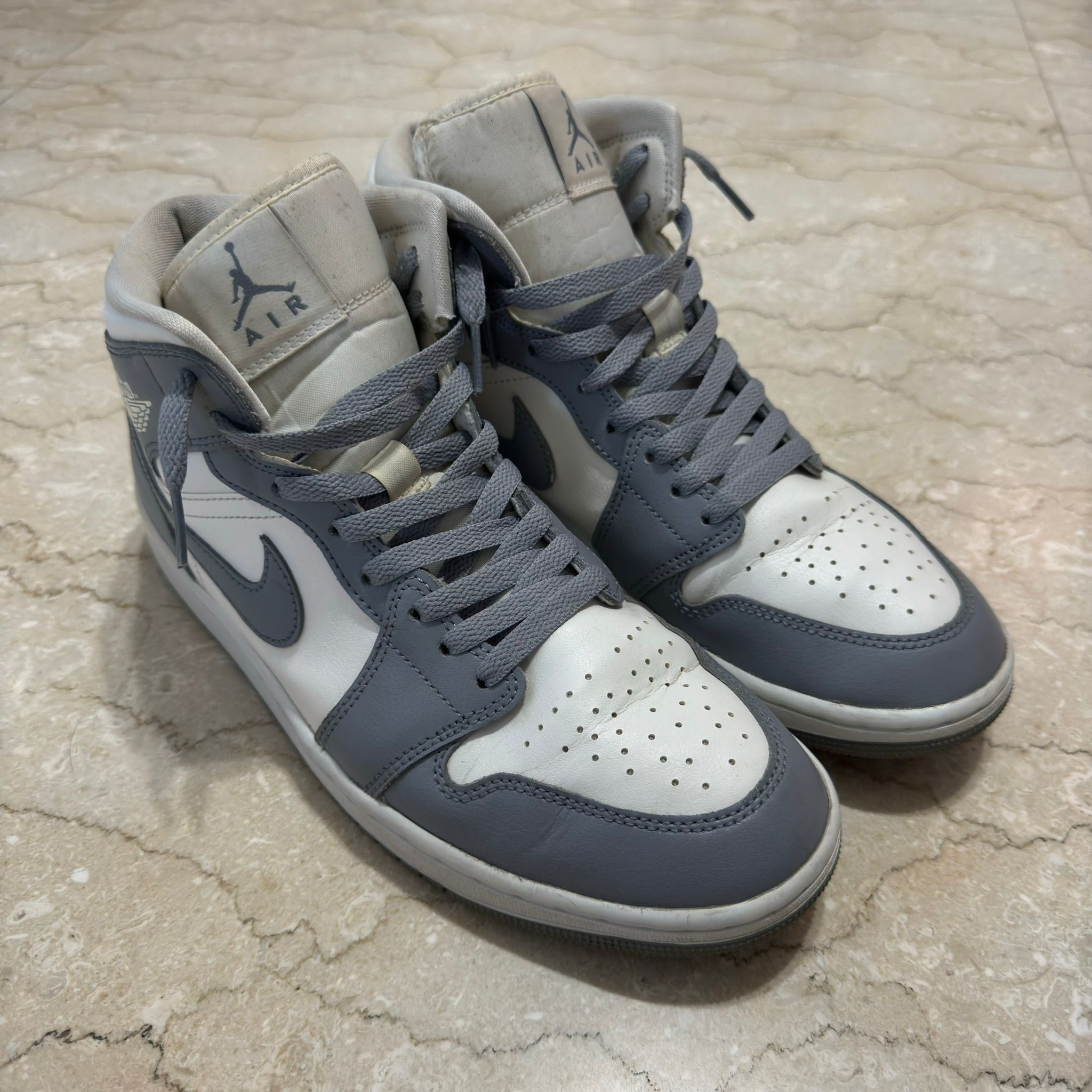 Nike Air Jordan 1 Mid Grey White Sail Stealth White US9.5 US10.5 27.5cm Luxury Sneakers Footwear on Carousell
