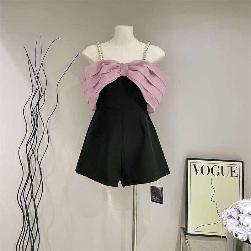 Prettiest Bow Romper with Pearl Detailing (Category: Rompers) located in Tarlac. Submitted by sweetluvr99 (Listing ID 1313194720, Image 1). Description: 𐙚 Size: Small 𐙚 Has zipper at the back 𐙚 Worn once, no flaws !! 💌 MOP: GCash 💌 MOD: J&T 📍Tarlac City Note: Color may vary due to lighting .