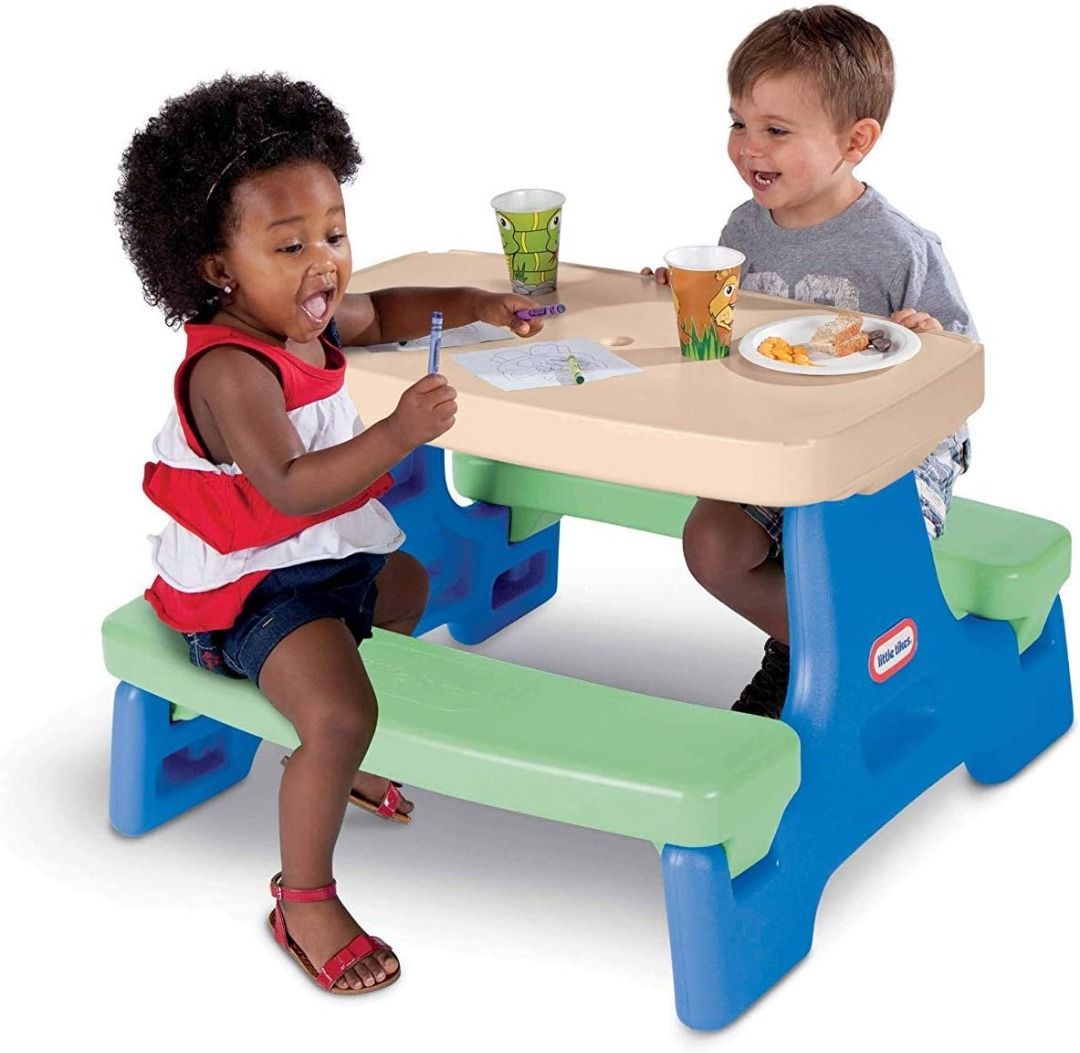promo] Little Tikes Easy Store Play Table, Blue/Green chair
