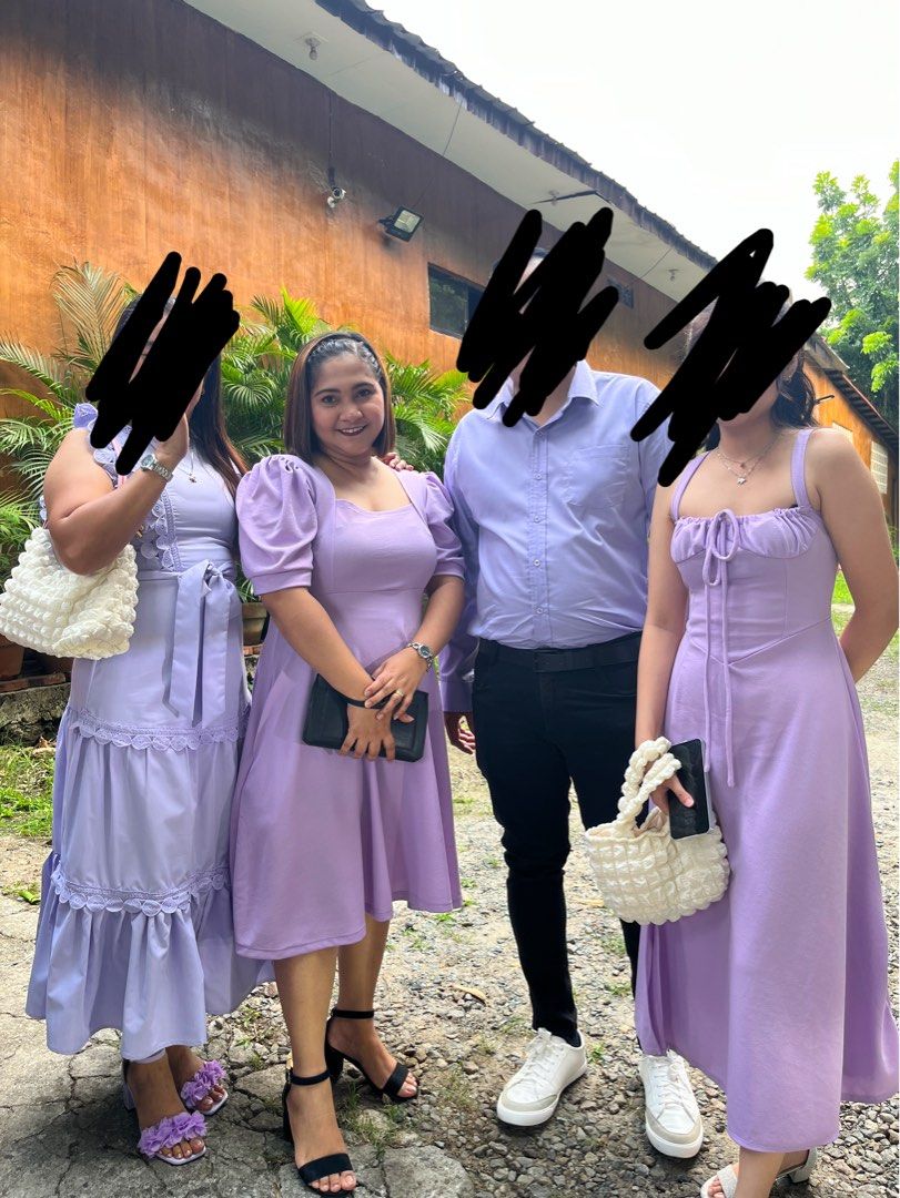 Purple Puff Sleeve Dress (Category: Dresses) located in Muntinlupa City. Submitted by hannahbou (Listing ID 1313167353, Image 1). Description: Used once lang sa wedding. Fits 2XL. My Height 5’1 Hips 38-40inches.