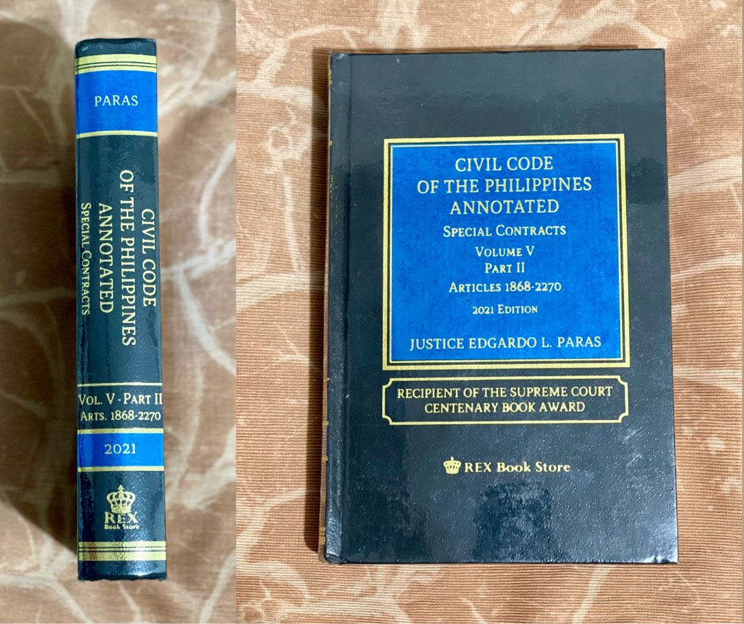 Special Contracts Volume V Part 2 - Civil Code Annotated (Paras, 2021 ...
