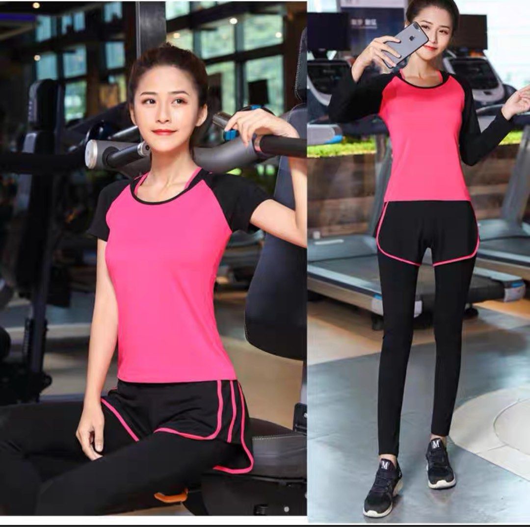 Sports wear yoga running gym set top and bottom Women s Fashion Activewear on Carousell