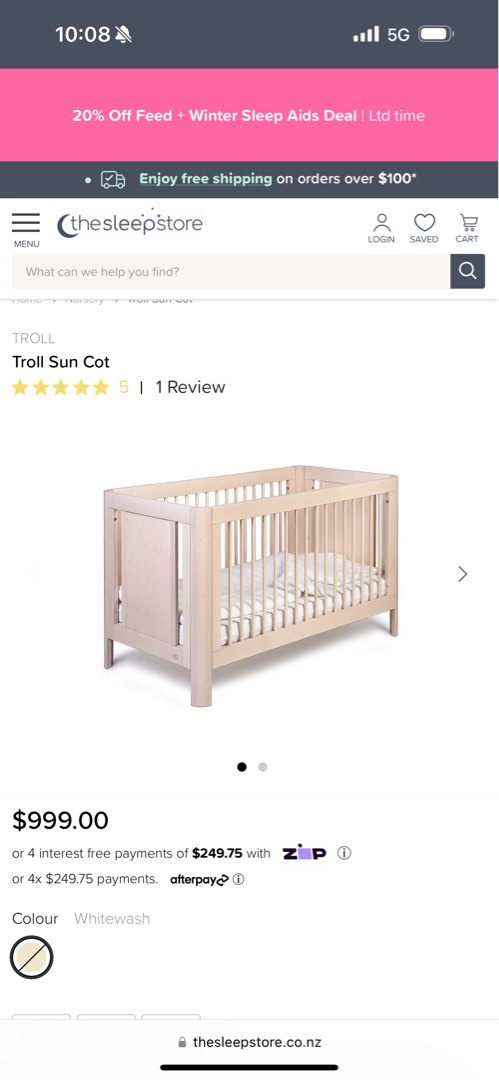Troll sun whitewash cot sale