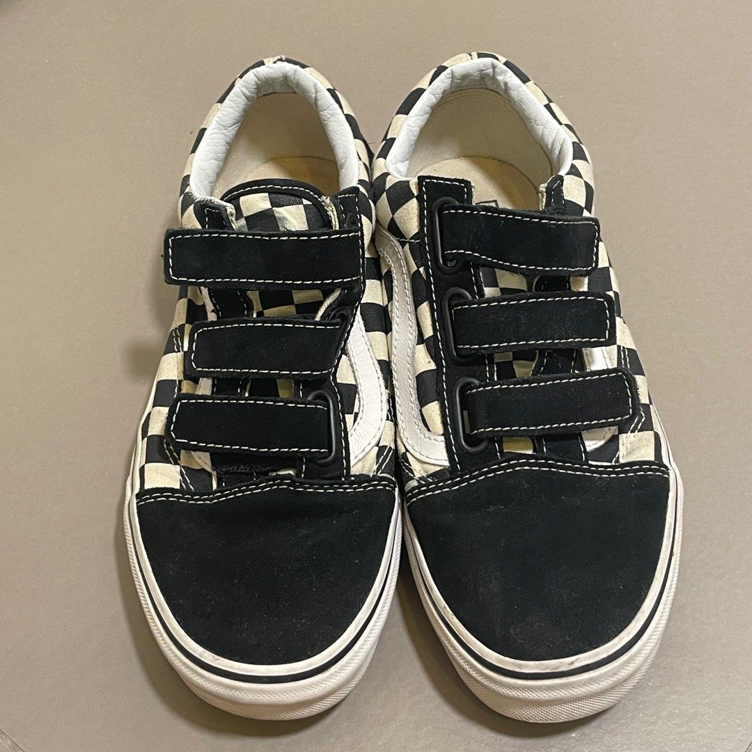 Vans Old Skool Velcro Checkerboard eu38, 女裝, 鞋, 波鞋- Carousell
