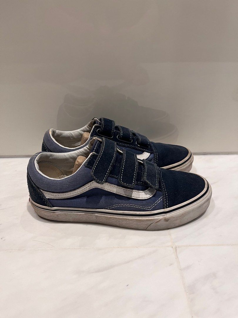 VANS Old Skool Velcro Navy Shoe Womens Mens Women s Fashion Footwear Sneakers on Carousell