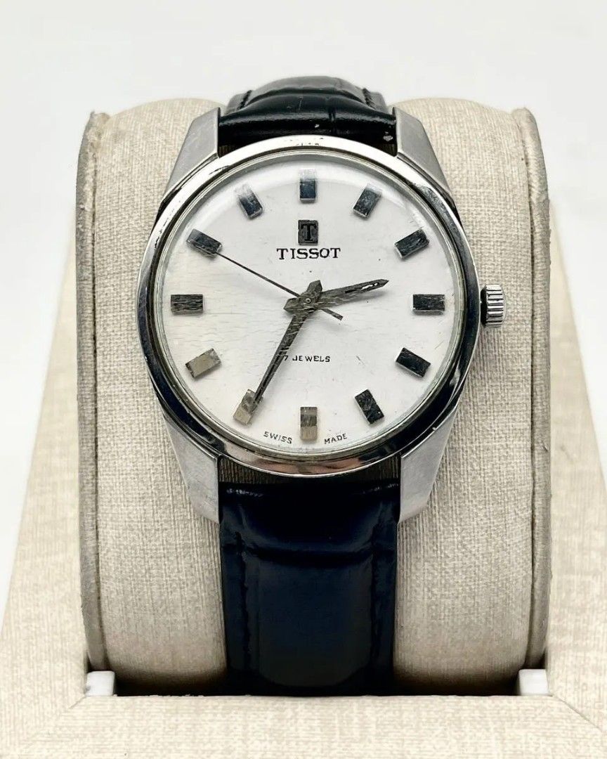 Vintage Tissot White Dial Leather Strap (Category: Luxury Watches) located in Manila. Submitted by _classicwatchcollection (Listing ID 1313131489, Image 1). Description: FS: Vintage Tissot White Dial Leather Strap Php: 10,000 Condition: 8/10 Case size: 36mm Swiss Made Unit only. Pm or Contact 09063027061 for inquiries..