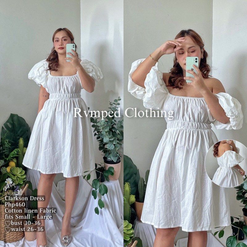 White Puff Sleeves Linen Mini Dress (Category: Dresses) located in Quezon City. Submitted by thriftelier (Listing ID 1313083233, Image 1). Description: .