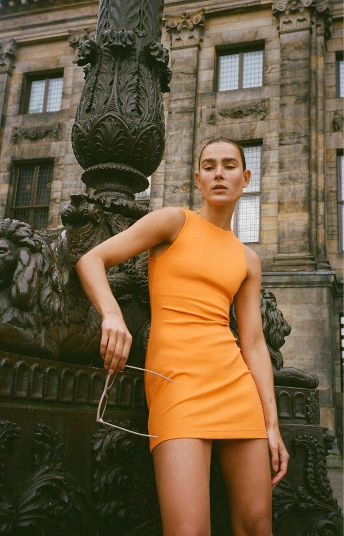 Zara Fitted Short Dress Orange, Women's Fashion, Dresses & Sets, Dresses on  Carousell