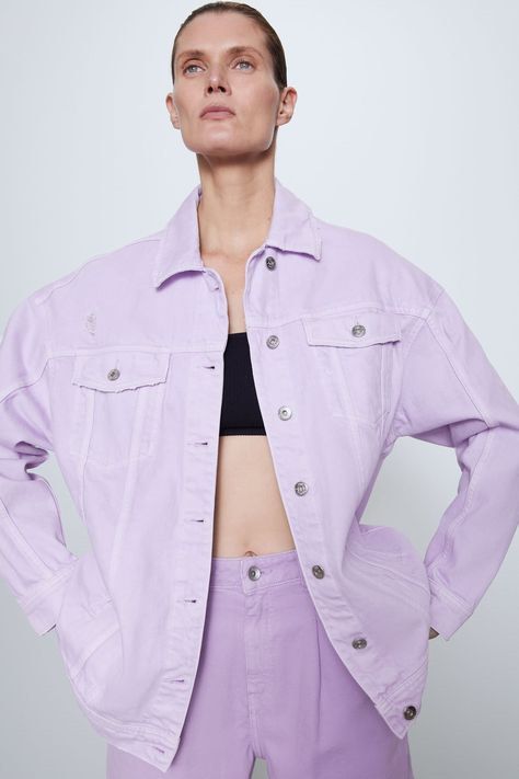 Lilac oversized denim jacket on sale