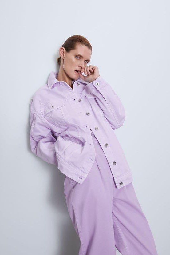 Lilac oversized denim jacket top