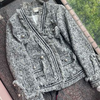 粗花呢 Tweed Jacket 黑白外套 氣質返工 OL Size S-M64202086707459110