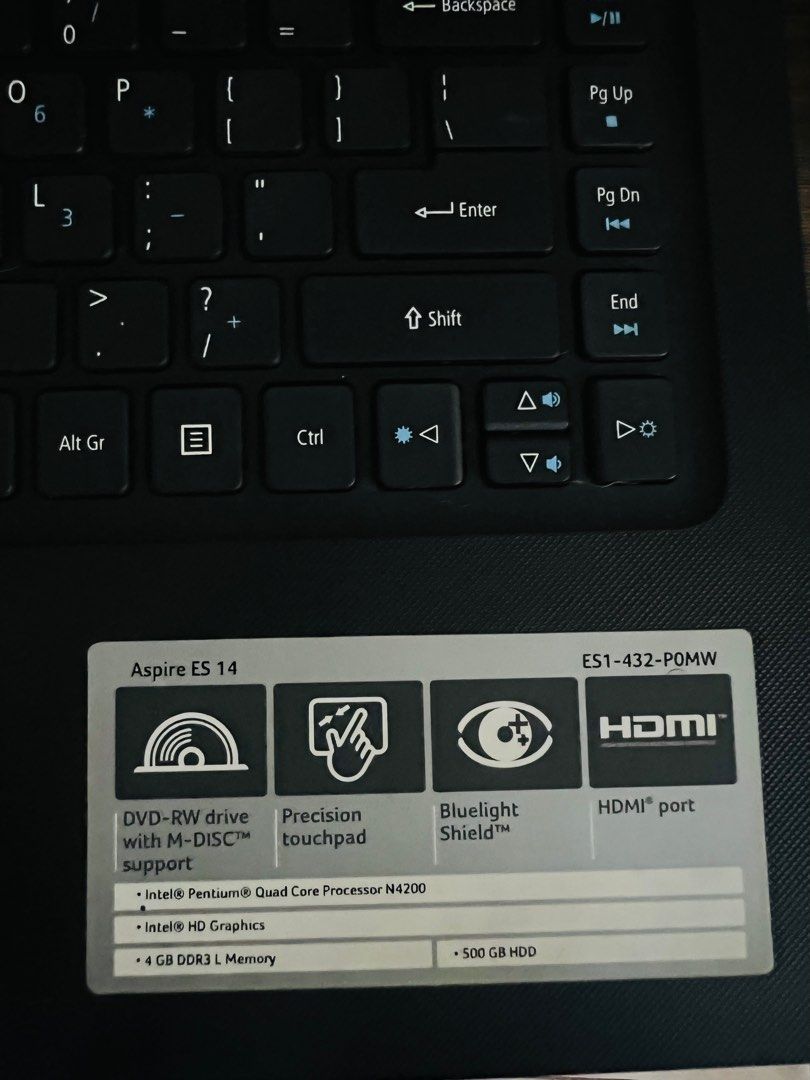 ACER ASPIRE ES-14 with charger (Category: Laptops & Notebooks) located in Marikina City. Submitted by kzells13 (Listing ID 1313283748, Image 2). Description: .
