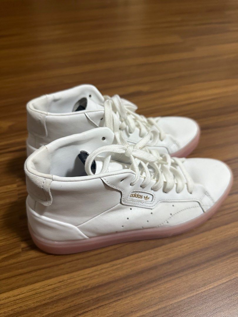 Adidas originals sleek mid top sneakers in white and gray sale