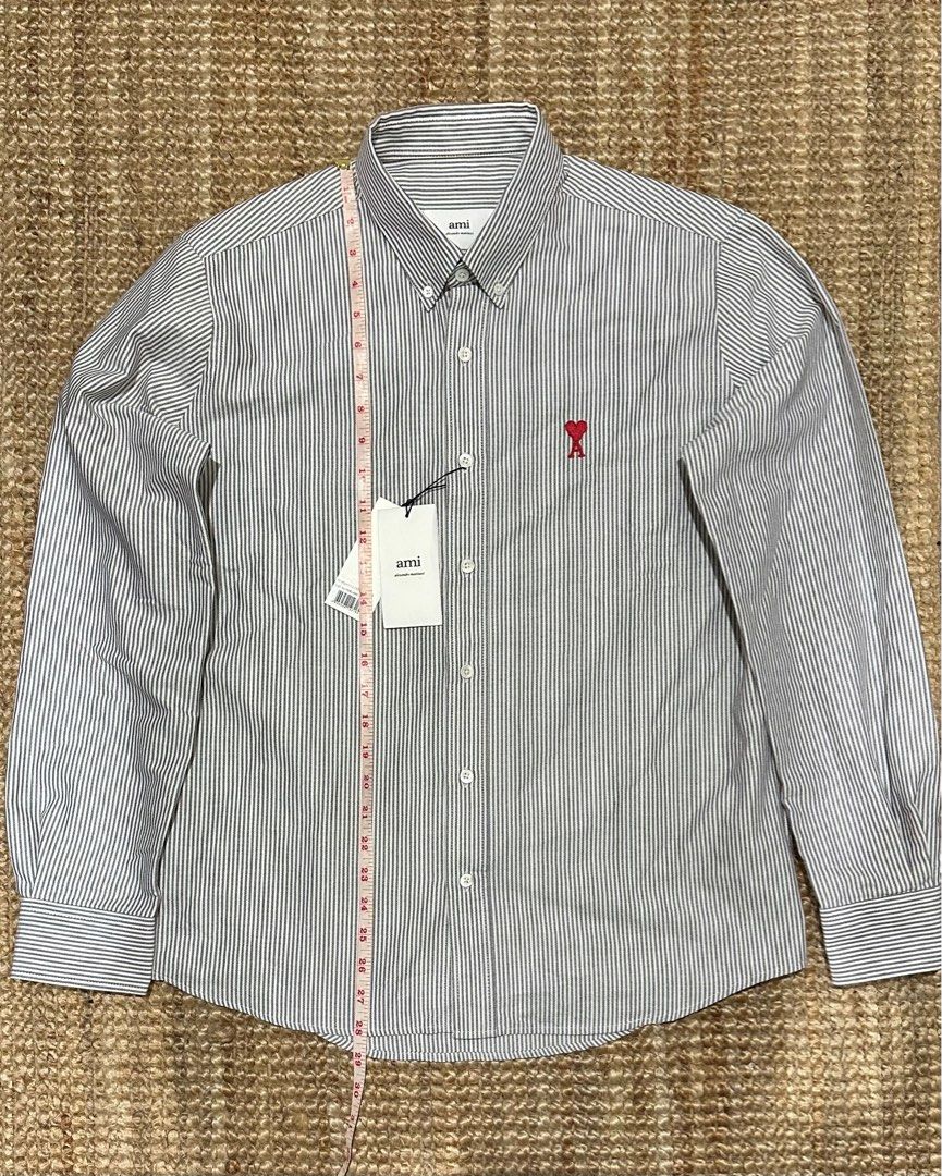 Ami Paris Alexandre Mattiussi Button-Down Shirt (Category: Formal Shirts) located in Makati City. Submitted by closetcleanout.manila (Listing ID 1313360394, Image 3). Description: 👔 Ami Paris Alexandre Mattiussi Button-Down Shirt 👔 🎨 White and Gray Stripes in 39 NOTE: No Issues. 🧾 PHP 20,000.00 ❌ No Return, No Exchange, and No Refund. .