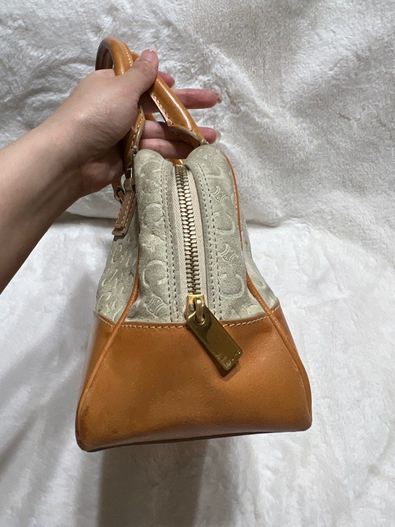 💯Authentic Celine Macadam Suede Small Bowling Handbag (Category: Luxury Bags & Wallets) located in Paranaque City. Submitted by authentic_mj (Listing ID 1313417108, Image 3). Description: 💯Authentic Celine Macadam Suede Small Bowling Handbag Preloved Authentic from Japan No inclusions Issue: dirt & patina leather.