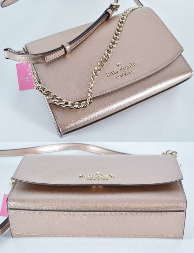 Brand New Kate Spade Carson Convertible Crossbody Bag in Metallic Rose Gold