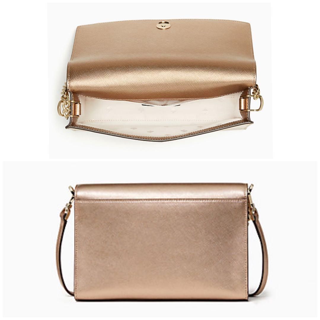 Brand New Kate Spade Carson Convertible Crossbody Bag in Metallic Rose Gold
