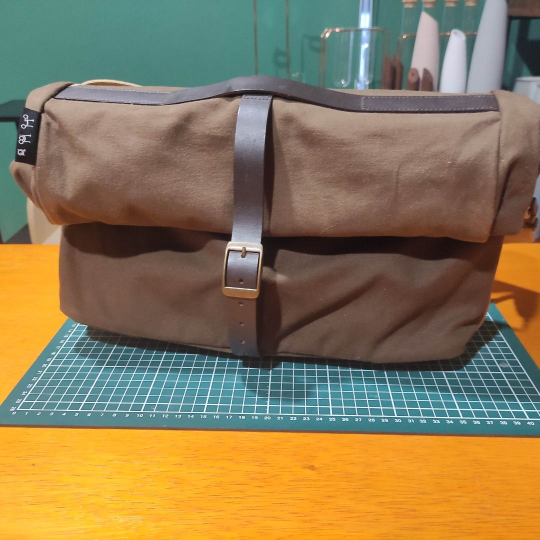Brompton Roll Top Bag Khaki waxed canvas 9L Front bag Sports Equipment Bicycles Parts Parts Accessories on Carousell