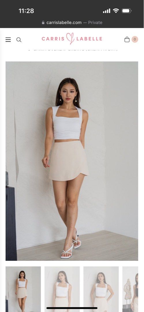 Carrislabelle caria overlap skorts in cream ivory, Women's Fashion