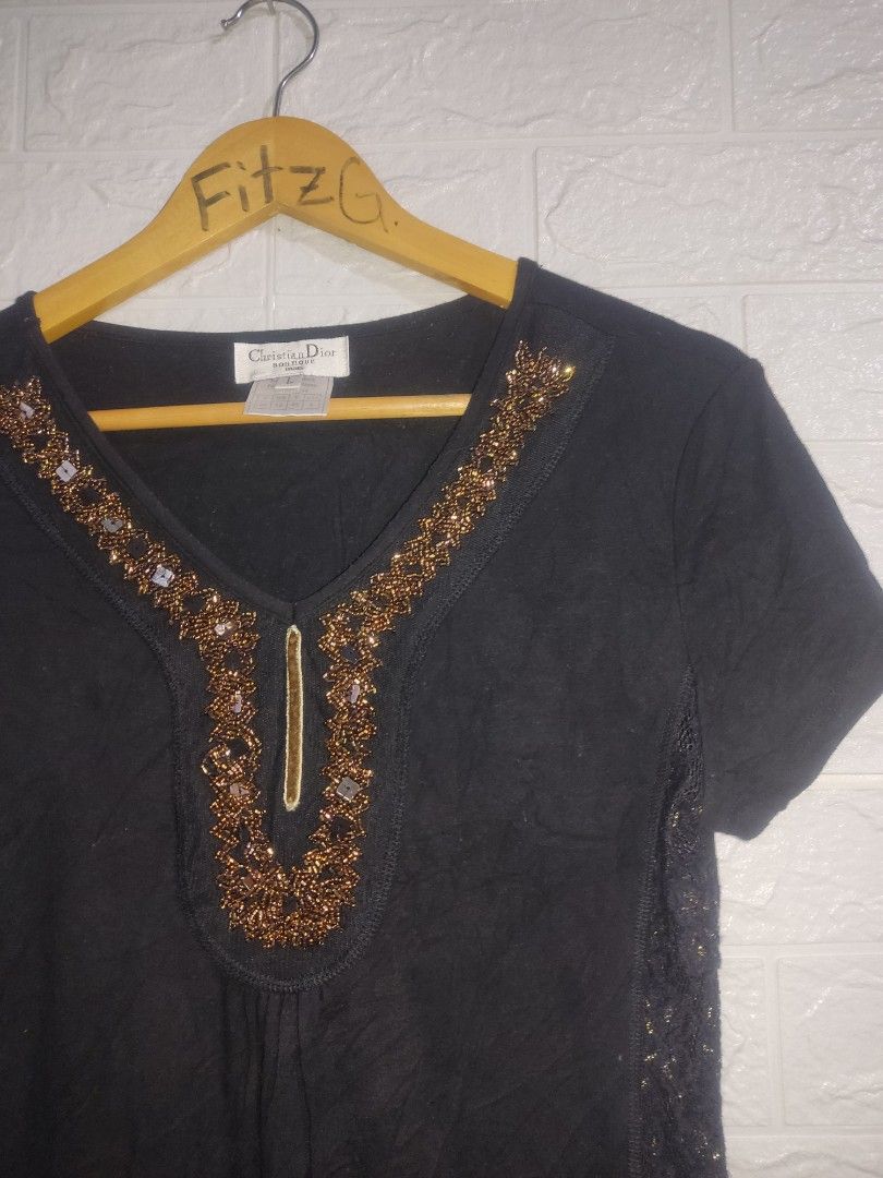 Christian Dior Blouse (Category: Luxury Apparel) located in Agoo. Submitted by fitzmatic15 (Listing ID 1313385973, Image 3). Description: Christian Dior Blouse Large 17-18 width 24length Stretchable Excellent condition no issue. need wash only.