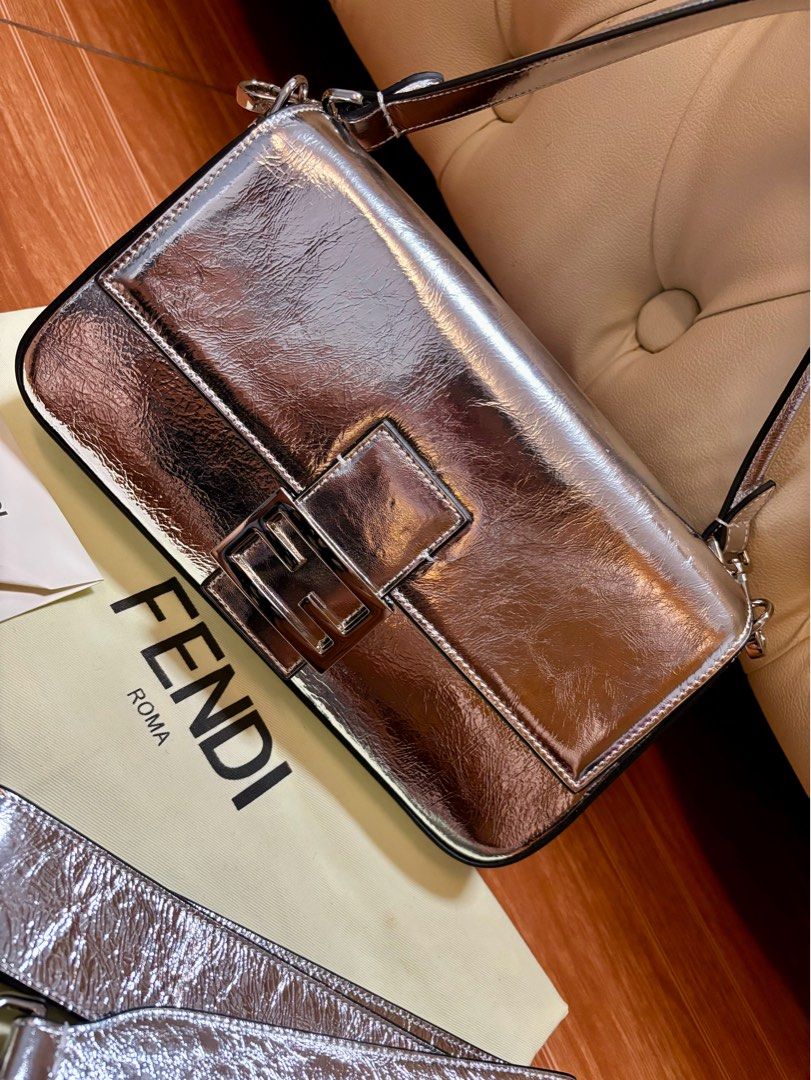 Fendi Baguette Silver (Category: Luxury Bags & Wallets) located in Cebu City. Submitted by day.98 (Listing ID 1296351946, Image 2). Description: selected from japan surplus genuine leather Quality Guaranteed 💯 coded with dust bag no flaws.