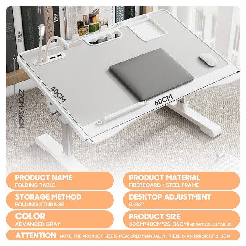 Foldable laptop desk (Category: Office Furniture & Fixtures) located in Cainta. Submitted by klach (Listing ID 1313319656, Image 1). Description: Product size: 60*40*(27-36)cm feature: 5 levels of height adjustment 4 when angle adjustment Comes with USB fan and small lamp lighting Foldable and easy to store ✅ Never used, just stored ✅ First to pay will get the item ✅ No Return No Exchange ✅ Mode of payment: Gcash 🛵📦 Lalamove ☑️ Shipping to be s