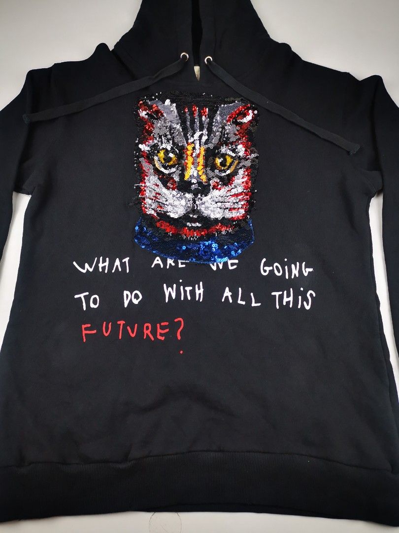 Gucci sequin cat hoodie top