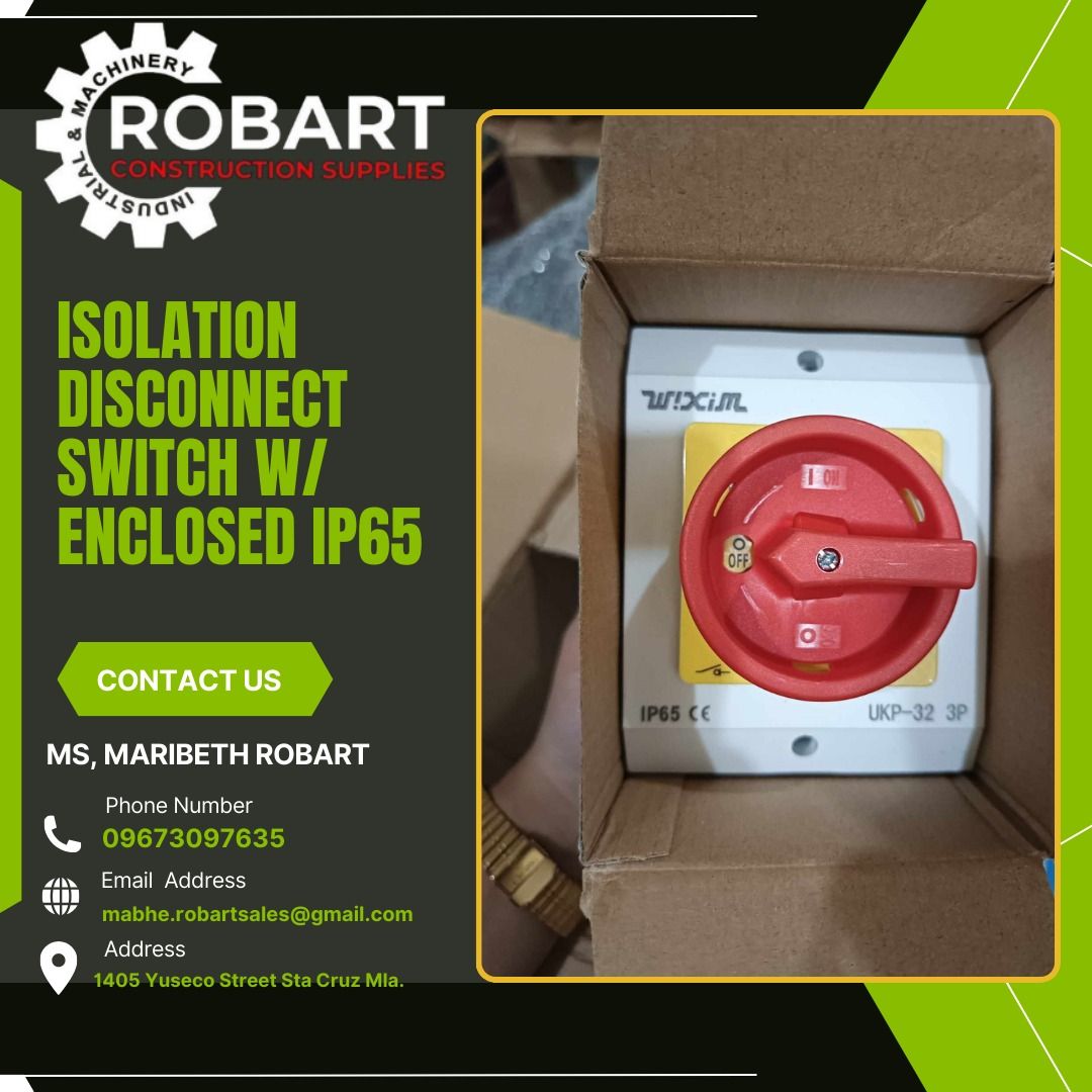Isolation Disconnect Switch w/ Enclosed IP65 (Category: Construction Tools & Equipment) located in Manila. Submitted by mabherobart (Listing ID 1313276381, Image 1). Description: Isolation Disconnect Switch w/ Enclosed IP65 Model: UKP-32A 3P 𝓢𝓔𝓝𝓓 𝓤𝓢 𝓜𝓔𝓢𝓢𝓐𝓖𝓔 𝓕𝓞𝓡 𝓘𝓝𝓠𝓤𝓘𝓡𝓘𝓔𝓢 ‼️ ‼️ 𝓛𝓞𝓞𝓚 𝓕𝓞𝓡 𝓜𝓐𝓡𝓘𝓑𝓔𝓣𝓗 𝓥𝓑𝓡 : 0 9 6 7 3 0 9 7 6 3 5/ 0 9 7 7 0 7 1 9 4 6 9 8-6 3 6 3 0 0 5 / 7 7 4 6 -6 2 4 8 / 7 0 0 2-2 8 7 2 𝓖𝓜𝓐�